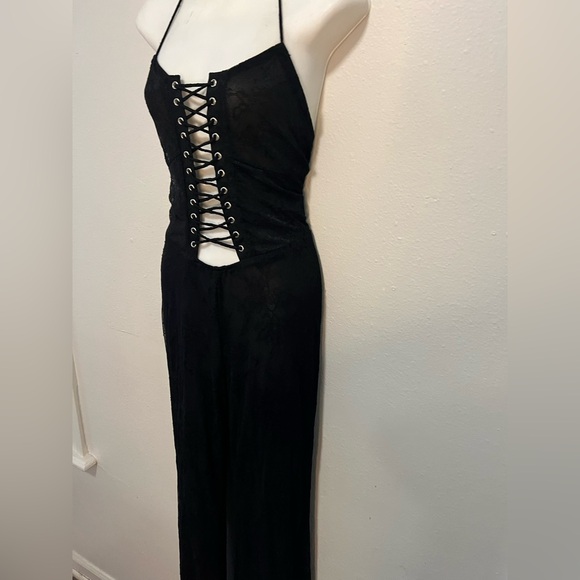 Fashion Nova Black Lace Up Corset Wide Leg Jumpsuit | NWT | Size L - Picture 6 of 7